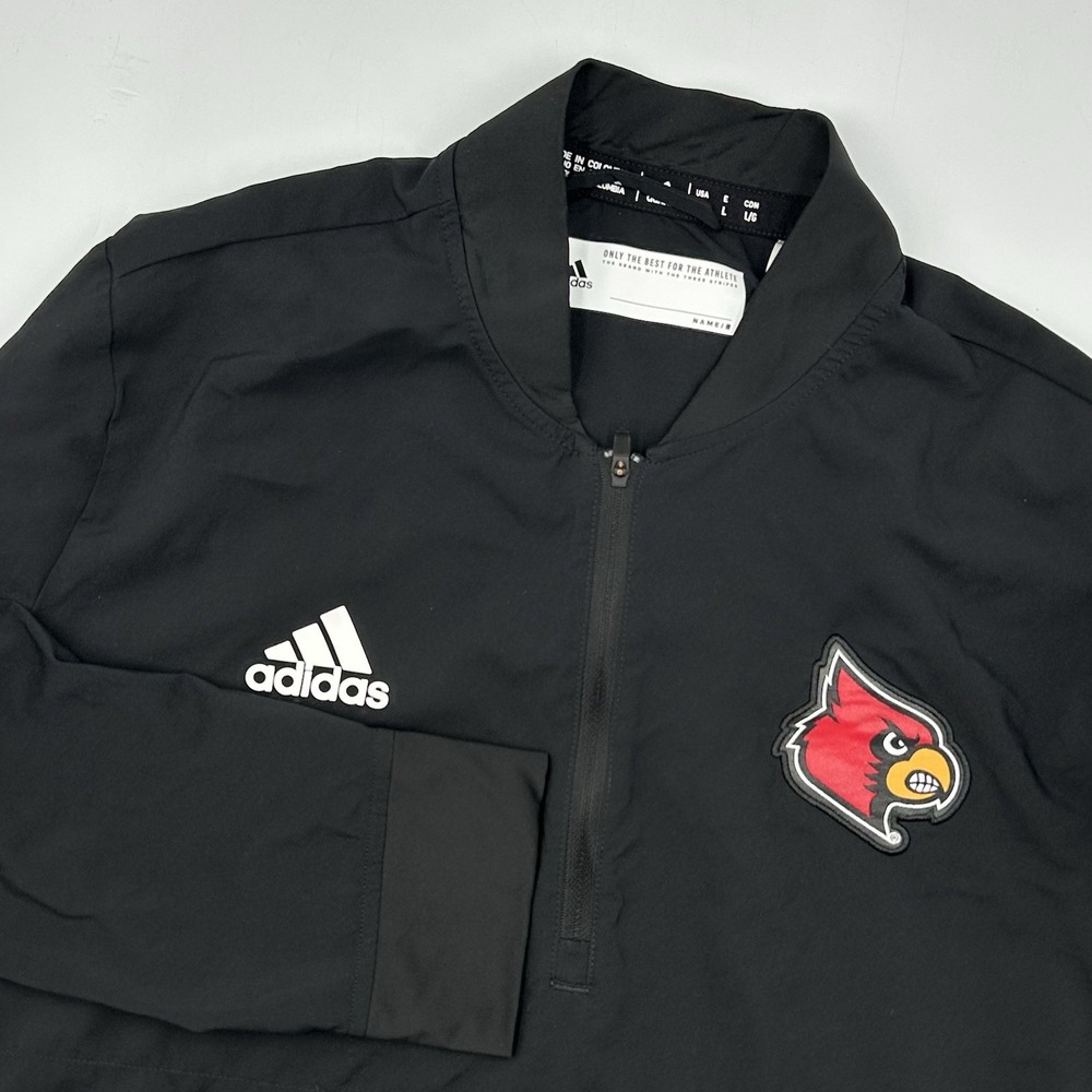 Adidas NCAA Cardinals Athlete Black Pullover Windbreaker Unisex Lg Quarter Zip